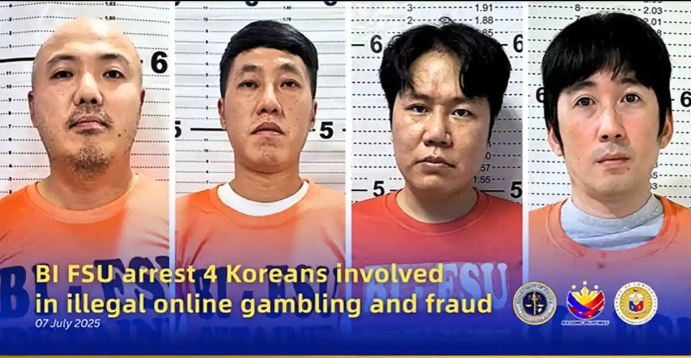 PHILIPPINES/KOREA : Bureau of Immigration in close coordination with Korean authorities arrest 4 Korean nationals wanted in Korea for serious crimes related to large-scale illegal online gambling and fraud operations. 

Cc @CyberScamWatch

- 오경철(42)
- 양구연(39)
- 한종훈(41)
- 정회성(40)

https://immigration.gov.ph/bi-fsu-arrest-4-koreans-involved-in-illegal-online-gambling-and-fraud/